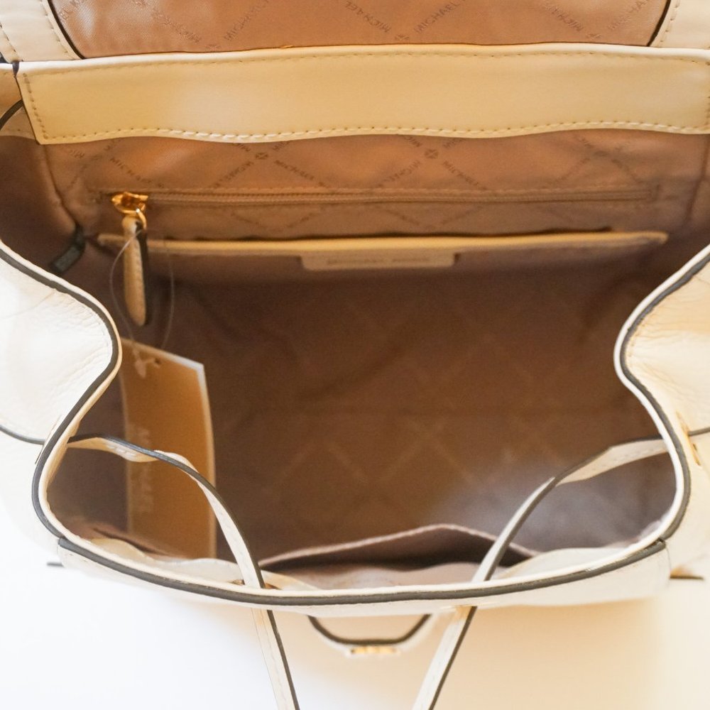 Michael Kors Ginger Medium Drawstring Backpack Pebbled Leather Light Cream - Picture 11 of 11